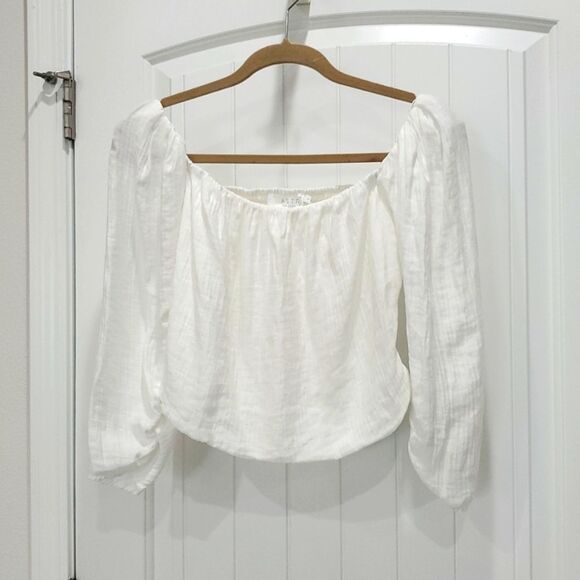 ASTR the Label Square Neck White cropped blouse, Large - Picture 1 of 5
